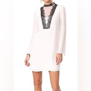 Kobi Halperin Starla White Silk Lace Shift Dress Bell Sleeves Women’s Size XL